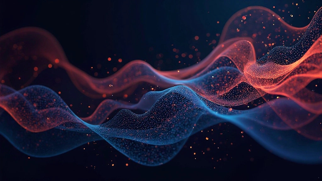 Abstracte kleurverlooppatronen en mathematische vormen op donkere achtergrond